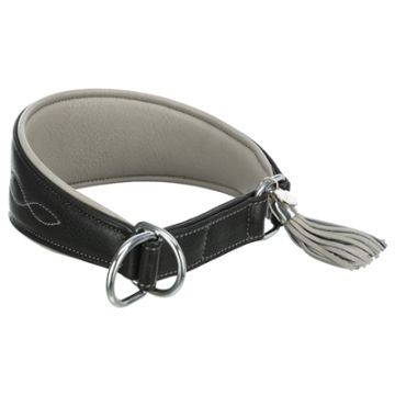 TRIXIE HALSBAND HOND ACTIVE COMFORT VOOR WINDHONDEN LEER ZWART / GRIJS 33-42X6 CM