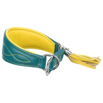 TRIXIE HALSBAND HOND ACTIVE COMFORT VOOR WINDHONDEN LEER PETROL 21-26X4 CM