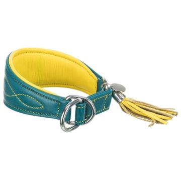 TRIXIE HALSBAND HOND ACTIVE COMFORT VOOR WINDHONDEN LEER PETROL 24-31X5 CM