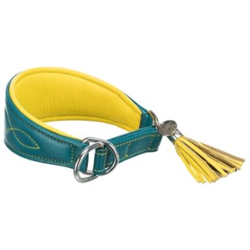 TRIXIE HALSBAND HOND ACTIVE COMFORT VOOR WINDHONDEN LEER PETROL 27-35X5,5 CM