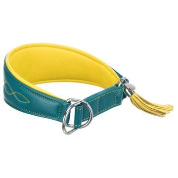 TRIXIE HALSBAND HOND ACTIVE COMFORT VOOR WINDHONDEN LEER PETROL 33-42X6 CM