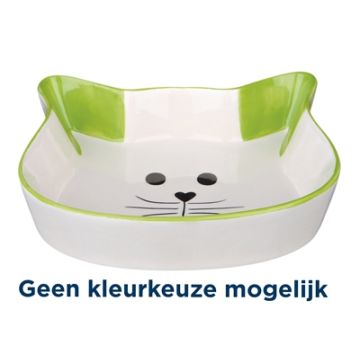 TRIXIE VOERBAK / WATERBAK KATTENHOOFD MET GEZICHT KERAMIEK  ASSORTI 15X10 CM 200 ML 4 ST
