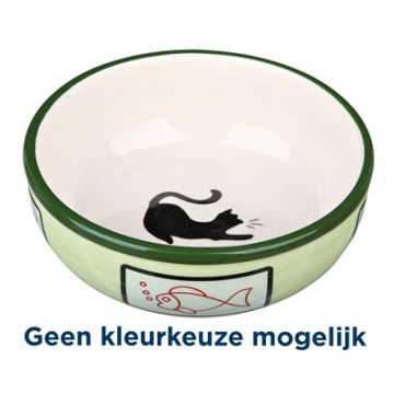 TRIXIE VOERBAK / WATERBAK KAT / VIS KERAMIEK ASSORTI 13 CM 350 ML 4 ST