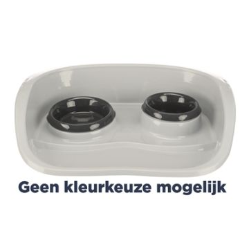 TRIXIE VOERBAK STATION KUNSTSTOF WIT  /  ASSORTI 46X30X11 CM 250 ML/300 ML 2 ST