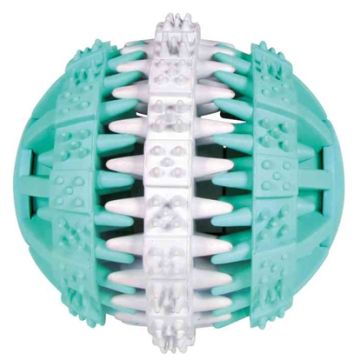 TRIXIE DENTA FUN NATUURRUBBER BAL MET MUNTSMAAK 7X7X7 CM 3 ST