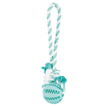 TRIXIE DENTA FUN NATUURRUBBER BAL MET MUNTSMAAK AAN TOUW 24X7X7 CM 3 ST