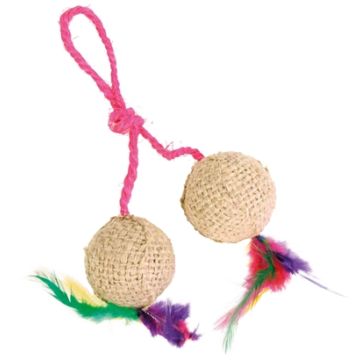 TRIXIE 2 BALLEN AAN KOORD PLUCHE MET CATNIP 4,5 CM 4 ST