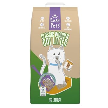 EASYPETS BIODEGRADABLE CLASSIC HOUTKORRELS KATTENBAKVULLING 20 LTR