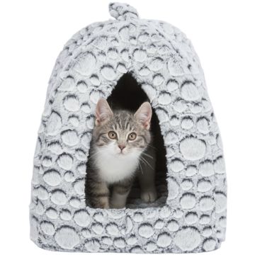 TRIXIE KATTENMAND IGLO MILA PLUCHE WIT / GRIJS 32X32X42 CM