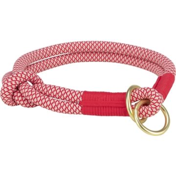 TRIXIE SOFT ROPE HALSBAND HOND HALF-SLIP ROOD / CREME 50X1 CM
