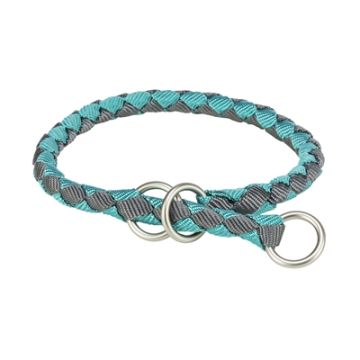 TRIXIE HALSBAND HOND CAVO HALFSLIP AQUA / GRAFIET GRIJS 52-60X1,8 CM