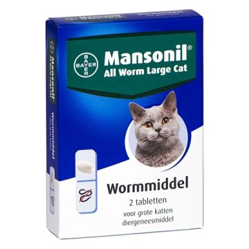 MANSONIL GROTE KAT ALL WORM TABLETTEN 2 ST