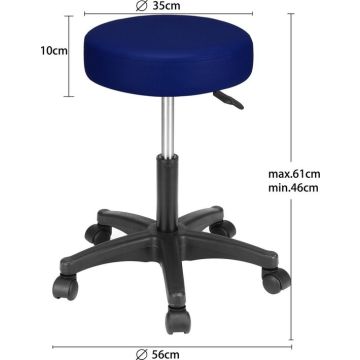 Casaria Verstelbare Draaikruk - 46/60cm Zithoogte – Blauw