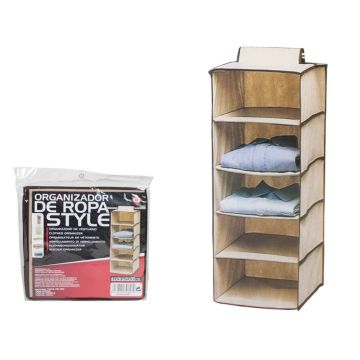 Kast organizer - hangende opberger - stof beige met 5 brede vakken 