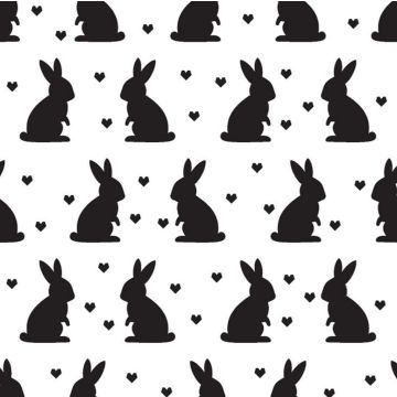 Duni Paasservet Paashaas Zwart/Wit 33x33cm