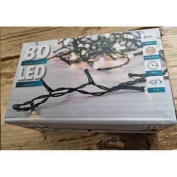 Kerstverlichting 80 Leds - 6 mtr - warm wit