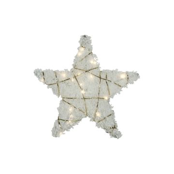 Kerstster met 20 leds warm-wit sneeuw glittergoud