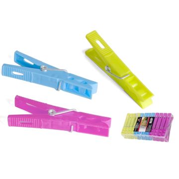 Wasknijpers kunststof in 3 kleuren - set van 48 stuks