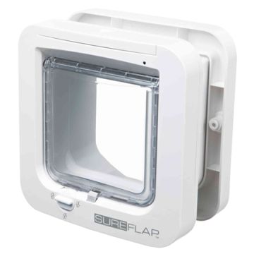 SUREFLAP 4-WEG HUISDIERLUIK MET MICROCHIPHERKENNING WIT 21X21 CM