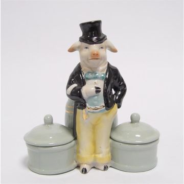 dubbele porseleinen mosterdpot