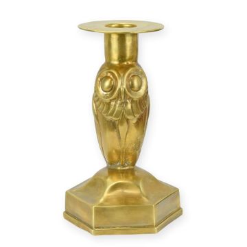 Bronzen art deco kandelaar van een uil