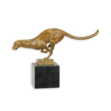 A BRONZE SCULPTURE OF A RUNNING COUGAR