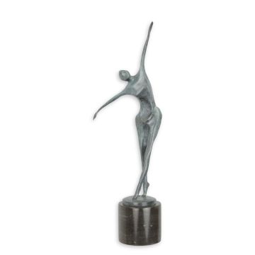 A BRONZE SCULPTURE OF A MODERN SINGEL DANCING WOMAN