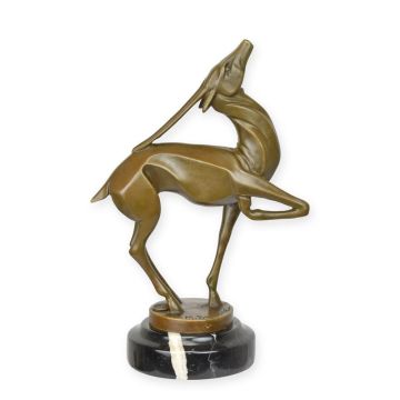A BRONZE SCULPTURE OF AN ART DECO ANTILOPE