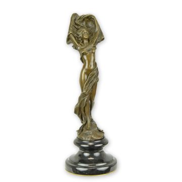 A BRONZE SCULPTURE OF A SCARF DANCER (BRASS PLATE UNDERNEATH