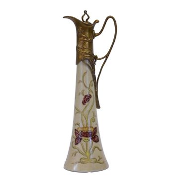 A BRONZE MOUNTED PORCELAIN CLARET JUG