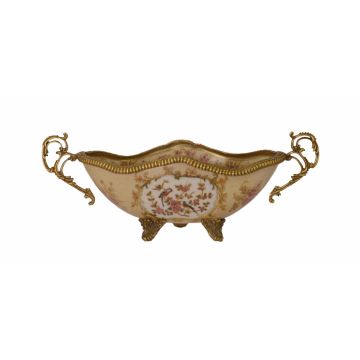 A BRASS MOUNTED PORCELAIN BOWL
