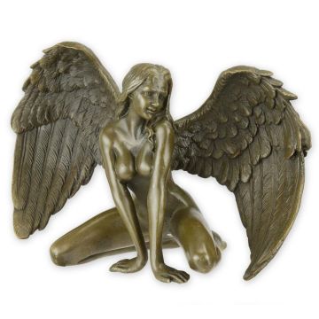 AN EROTIC BRONZE SCULPTURE OF A WINGED NUDE