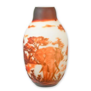 A CAMEO GLASS BALUSTER VASE "AFRICAN ELEPHANT"