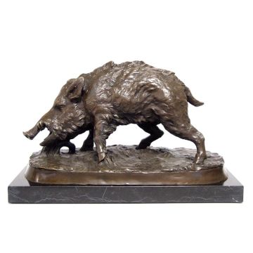 A BRONZE SCULPTURE OF A WILD BOAR