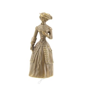 Bronzen tafelbel lady  h x b: 13,8 x 5,5 cm