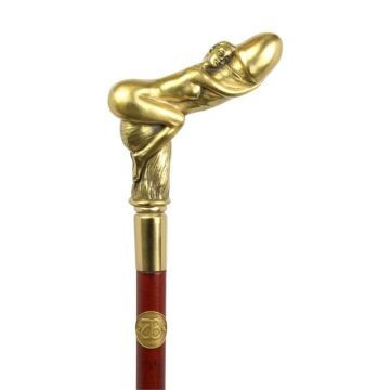 A BRONZE-HANDLED WALKING STICK