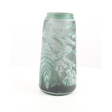 A CAMEO GLASS VASE 'LUSH GREEN LEAVES'