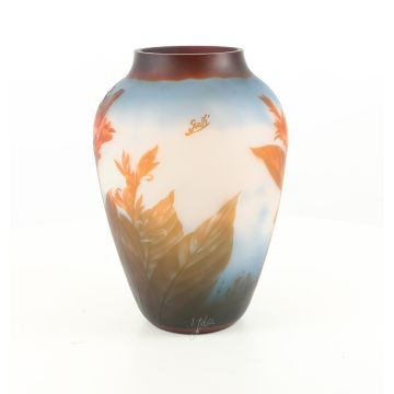 A CAMEO GLASS VASE 'RED FLOWERS'