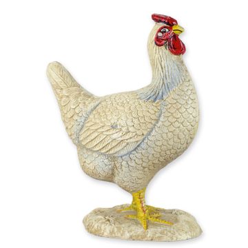 A CAST IRON SCULPTURE OF A HEN