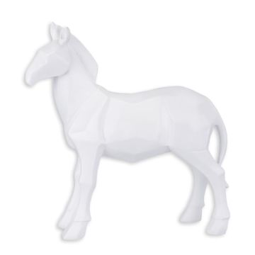 A RESIN POLYGONAL FIGURINE OF A HORSE, WHITE