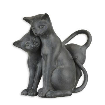 A RESIN GROUP OF TWO CUDDLING CATS
