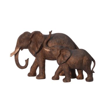 A RESIN GROUP OF AN ELEPHANT WITH CALF