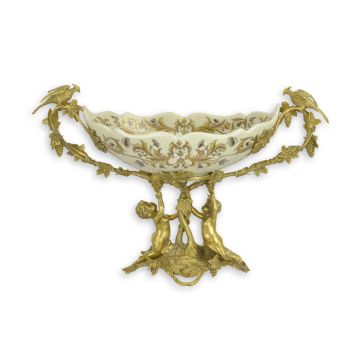 A BRONZE MOUNTED PORCELAIN FRUIT STAND