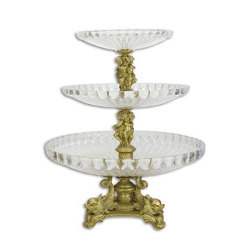 A GLASS MOUNTED 3 TIER BRONZE ETAGÈRE