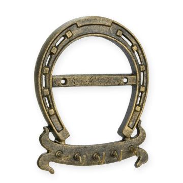 A PAIR OF CAST IRON HORSE-SHOE KEY HANGERS