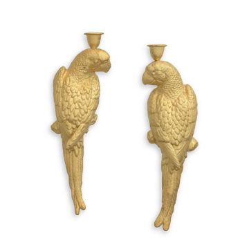 A PAIR OF CAST IRON GOLD MACAW