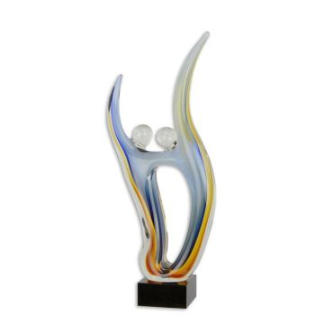 A MURANO STYLE ABSTRACT GLASS SCULPTURE OF A DANCING COUPLE