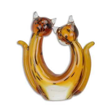 A MURANO STYLE GLASS FIGURINE OF A PAIR OF CATS