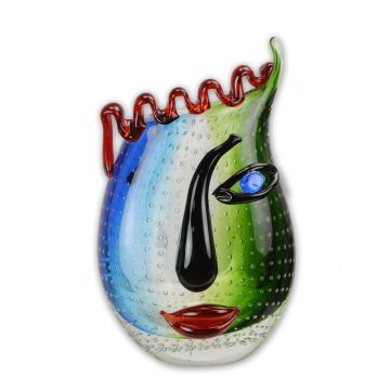 MURANO STIJL ABSTRACTE GLAZEN VAAS MET GEZICHT