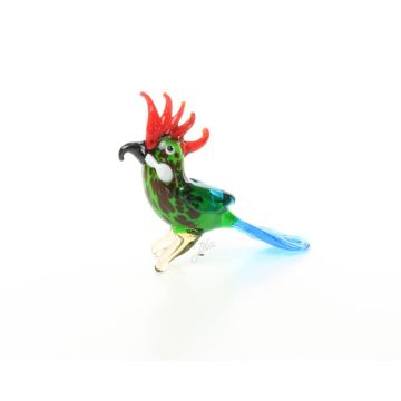A MURANO STYLE MINIATURE GLASS FIGURINE OF A COCKATOO